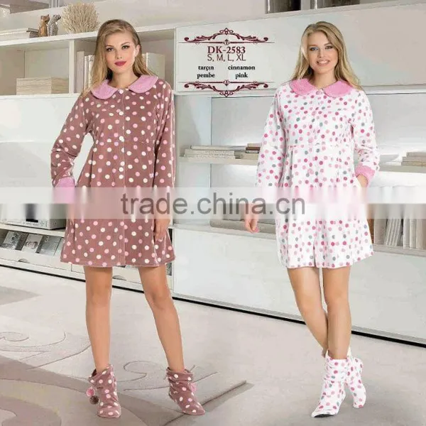 Womens Cute Polar Fleece Dress Pajamas Set