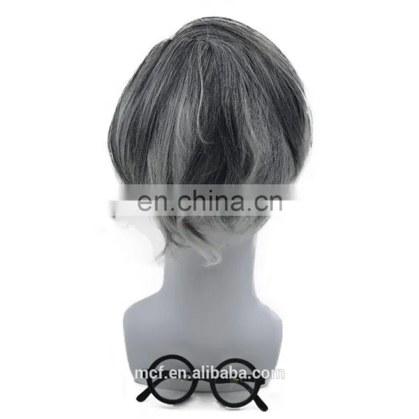 MCW-2352 New 2017 Synthetic Comb Over Grey Wig Old Man Fancy Dress Costume Hair Wig photo-3
