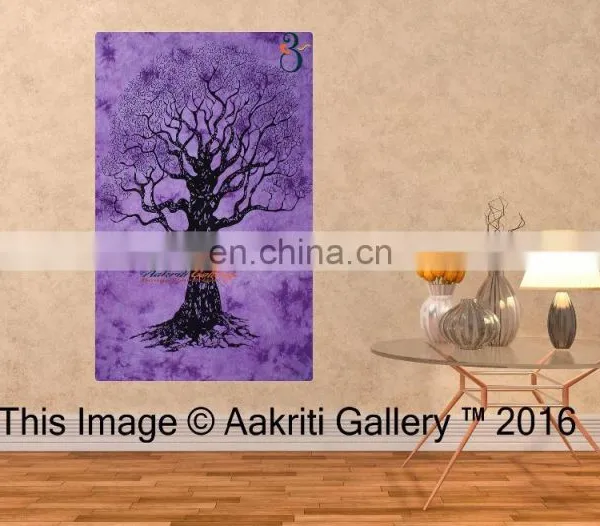 Indian Tapestry Dry Tree Throw Single Purple Color Traditional Boho Tapestry Wall Hanging photo-4