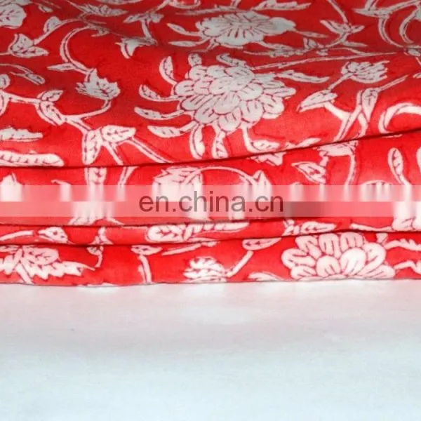 Hand Block Cotton Print Fabric Natural Sewing Indian Voile Fabric photo-3