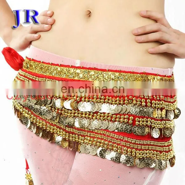 Y-2003 Egyptian Velvet Fabric Gold Coins Belly Dance Hip Scarf photo-2