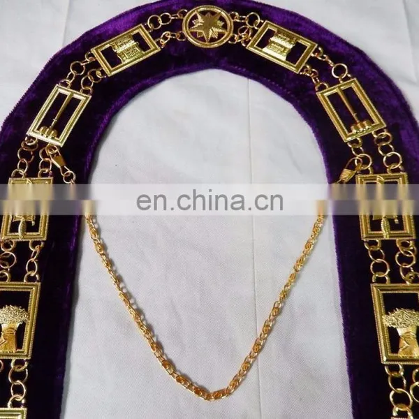 MASONIC REGALIA OES ORDER OF EASTERN STAR GOLDEN METAL CHAIN COLLAR photo-2