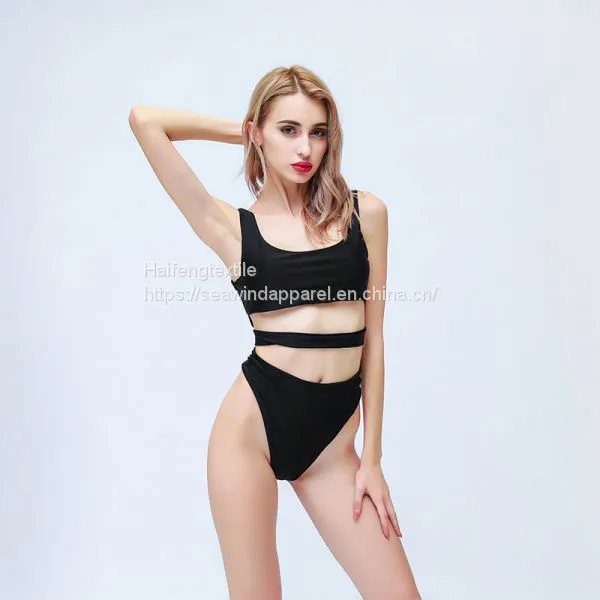 Women Bikinis Plain Color One-piece Girls Summer Swimwear photo-3
