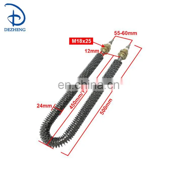 220V 1200W 500mm Air Heating Electric Industrial Finned Tubular Air Duct Heater for Ovens photo-2