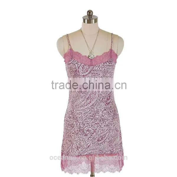 100% Poly Woven Ladies Print Camisole With Lace photo-3