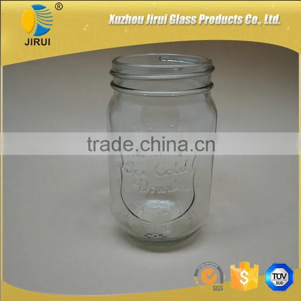 400ml Round Shape Ice Cold Clear Glass Mason Jar Without Handle photo-2
