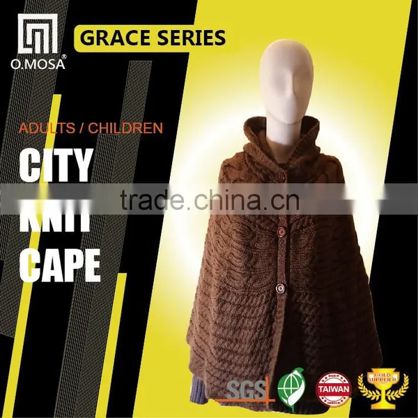 OM3759 3G_6GCH01 Custom Alpaca Cross Cable Knit Cape Poncho Sweater