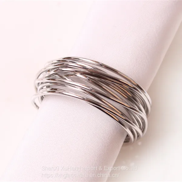 Rose Gold Silver Black Colored Metal Dinner Wire Napkin Rings Holders for Hotel Restaurant photo-2