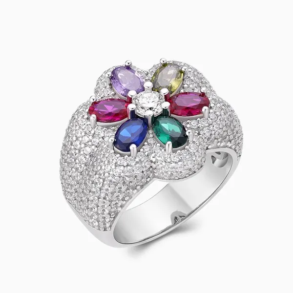 Shining Star Jewelry Mens Flower Rings 925 Sterling Silver Colorful Ring Jewelry photo-5