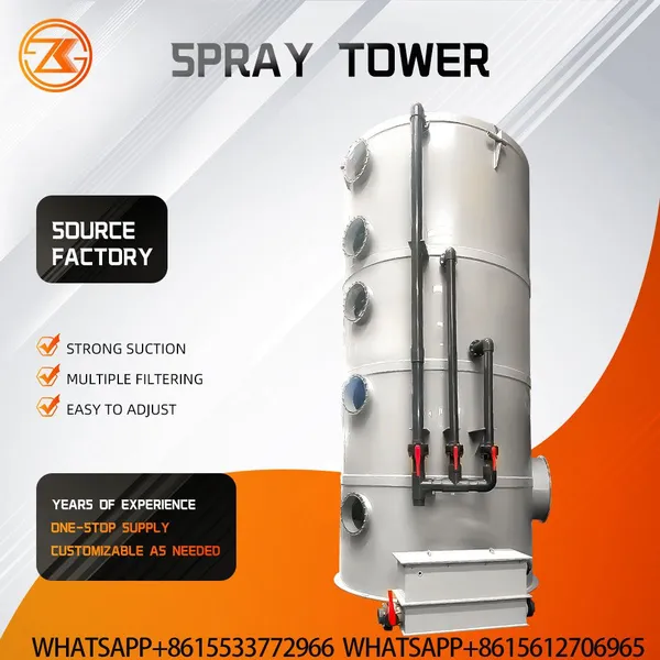304 Stainless Steel Cyclone Hybrid Spray Tower Centrifugal Dust Paint Mist Removal High Temperature Flue Gas Washing Tower photo-3