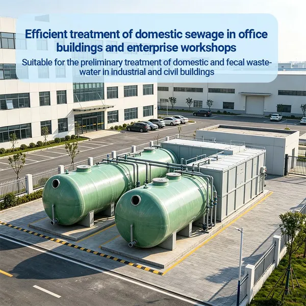 Biodégradation Citerne septique en PRF Anaérobie Traitement des eaux usées en fibre de verre Biodigesteur