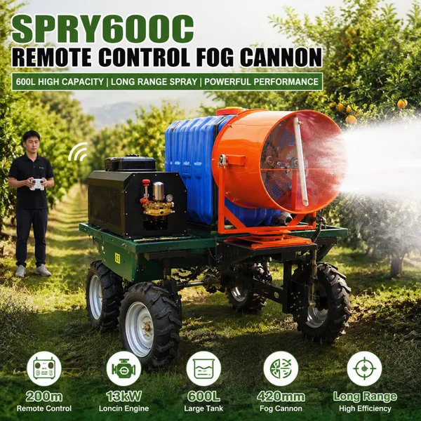 Professional Remote Control Fog Cannon Machine SPRY600C 600L Mist Sprayer With Loncin Engine and High Flow Pump