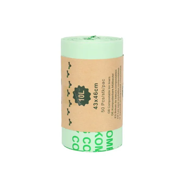 Factory Trash Bags Biodegradable Compostable PLA Flat Top Garbage Bags On Roll, Heavy Duty Household Kitchen Food Waste Bin Liners
