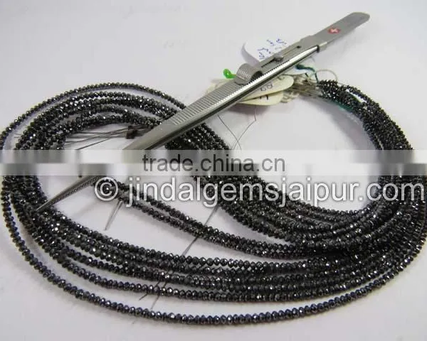 Top Grade AAA Quality Black Diamond Faceted Roundelle Beads 2 To 2.5 MM
