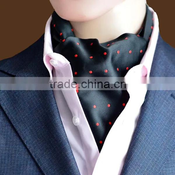 Self British Style Gentleman Polyester Silk Scarves Neck Tie Luxury Men Vintage Polka Dot Wedding Formal Cravat Ascot photo-6