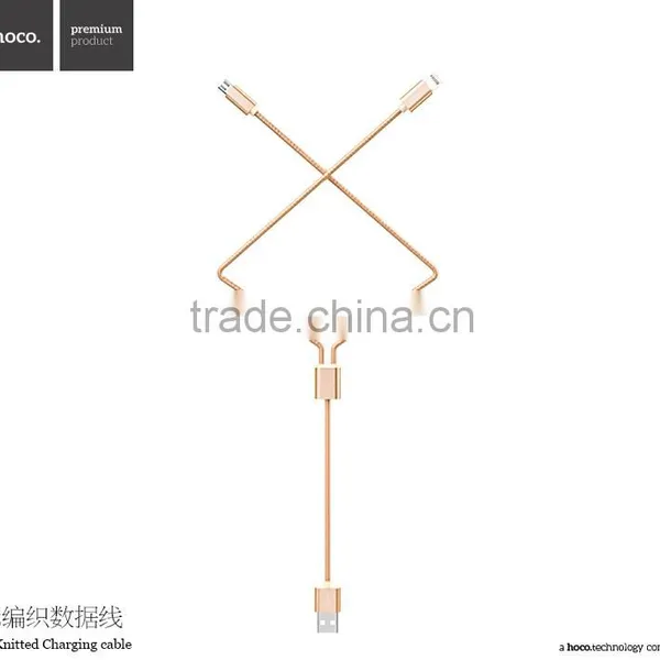 HOCO X2 Knitted Charging Cable for Apple/Android Mobile Phone Micro USB 2in1metal Weave Sync Data Cable for Apple/Android Phone photo-2