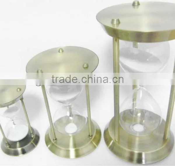 Glass Sand Timer With Metal Frame; Metal Hourglass photo-3