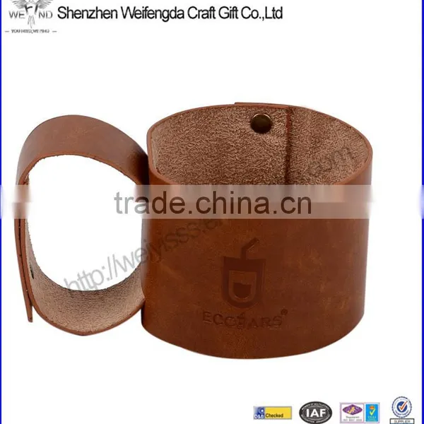 Customized Handmade Leather Coffee Cup Sleeve Cup Holder With Handle