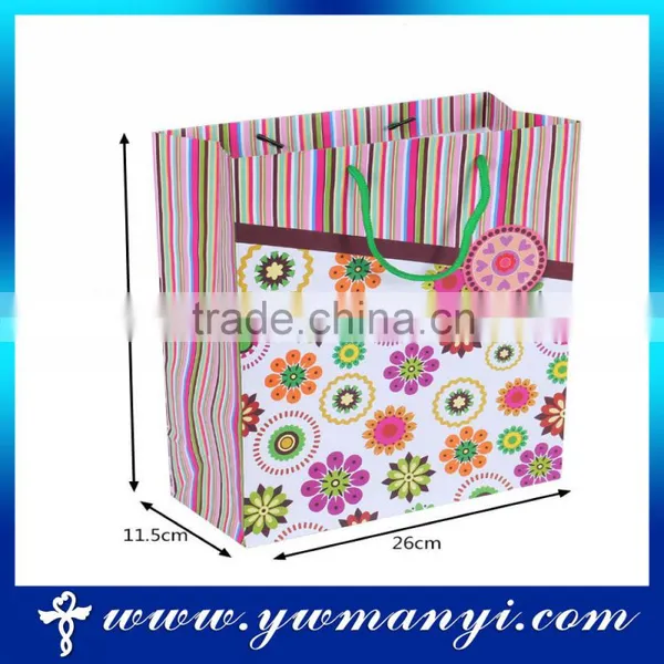 Christmas Paper Gift Bag Flower Stripe Coated Paper Gift Bag photo-6