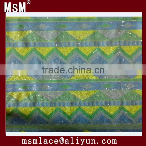 2015 Embroidered Sequin Fabric Lace Embroidered Fabric for Sale