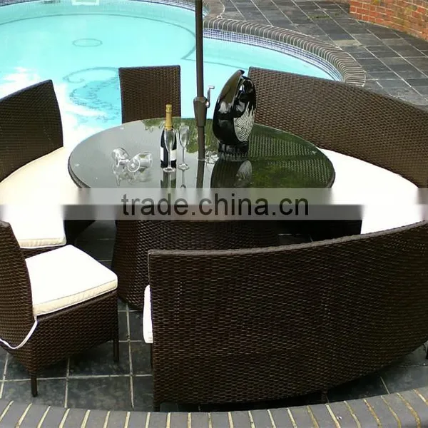 Hot Sale Outdoor Synthetic Resin Round 4,5,6,8,10,12 Seat Table Chairs Sofa Set Poly Rattan Garden Furniture Quality Choice photo-2