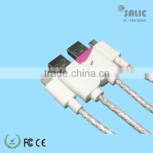 2015 Couples USB Cable Luxurious Lovers Kissing Face 2 in 1 USB Cables For Mobile photo-4