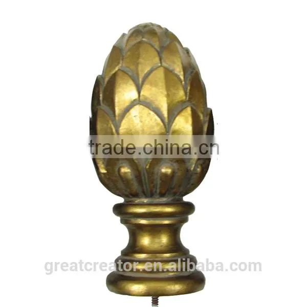 Antique Gold Leaf Large Artichoke Finial