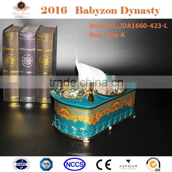 2016 Popular Indoor Art Decoration Luxury Handicrafts 13"ceramic Tissue Box Cover photo-2