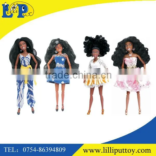 2016 12.5" Solid Body Vinyl Black Dark Skin Doll 4 Deisigns Mix for Kids