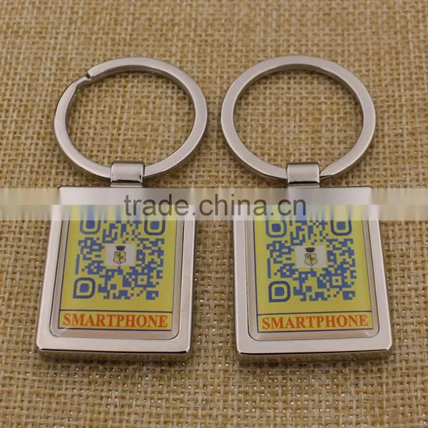 Promotion Custom Rectangle Metal Printing QR Code Keychain photo-2
