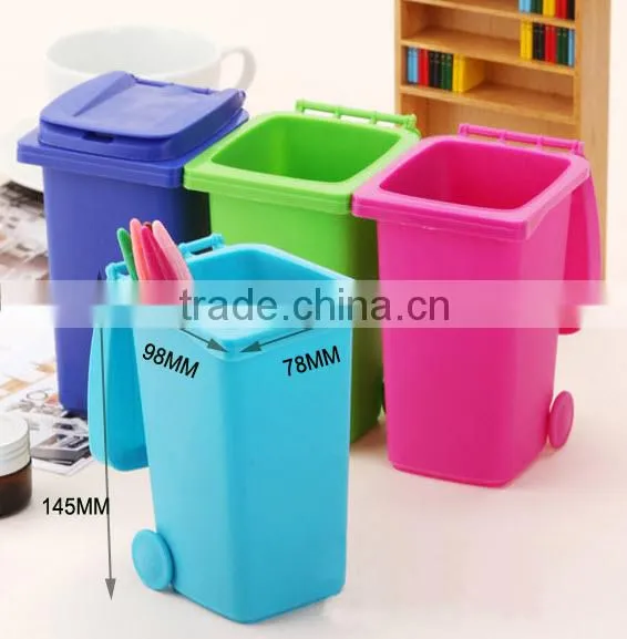 BT05B Colorful Desktop Plastic Mini Trash Can Pen Holder photo-2
