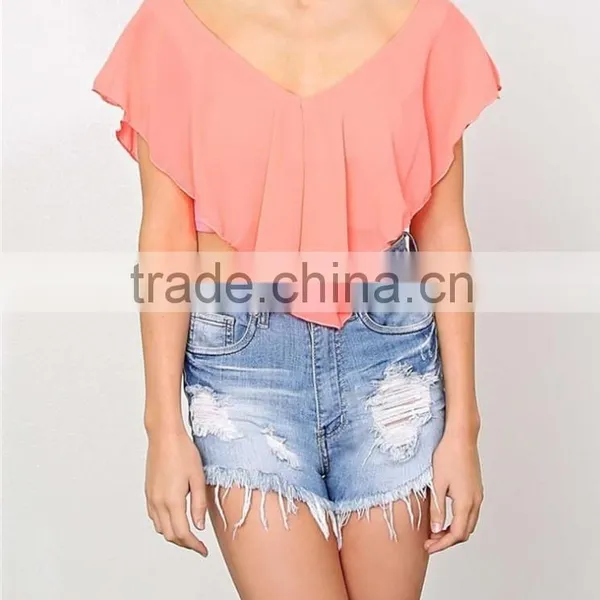 Summer Lady Latest Fashion Festival Woven Crop Top- SYK15256