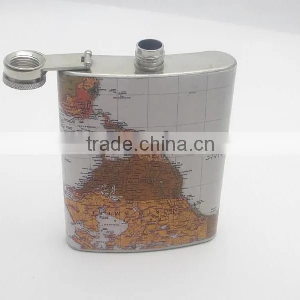 Never Misss it ! ! ! World Map Water Transfer Series Hip Flask