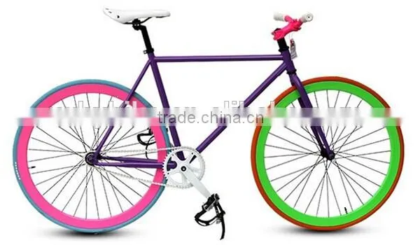 2016 New Style 40mm Alloy Rim Colorful Road Bike/bicycle Fixed/fixie Gear Bike , Single Gear Speed Quality Choice photo-2