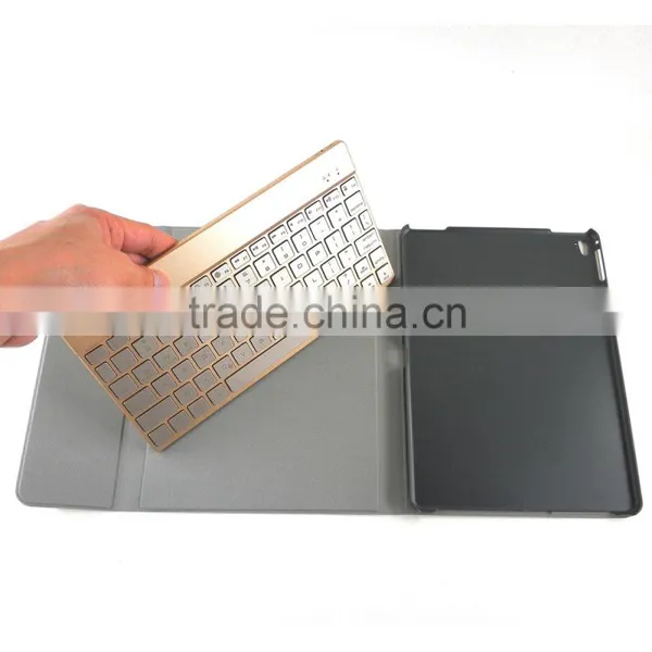 Wholesale Intelligent Induction Switch Ultra-thin Aluminum Bluetooth Keyboard for Ipad Air Leather Cases photo-3