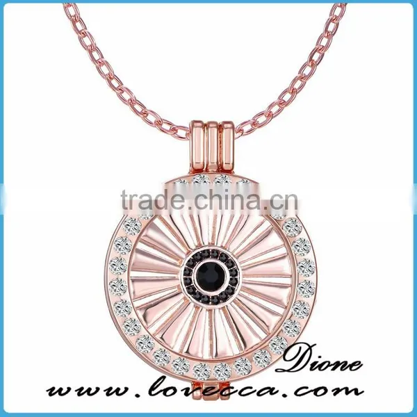 Cheap Wholesale Full Crystal Round Pendant Coin Necklace For Women photo-6