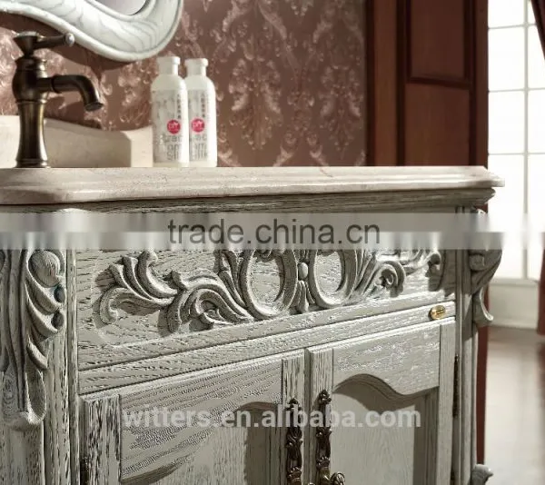 White Color Solid Wooden Bathroom Basin Mirrored Cabinets WTS1612 photo-6
