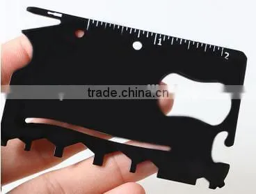 Stainless steel metal ruler knife bottle opener business multi- tool card