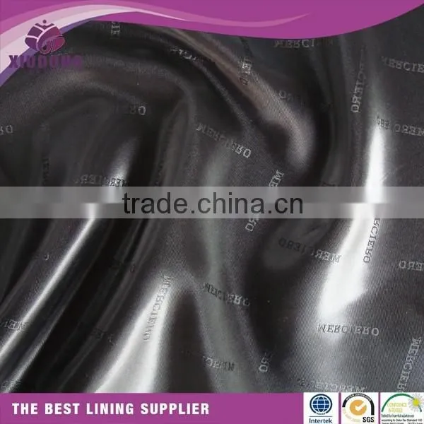 fashion desing garment lining with logo fabric