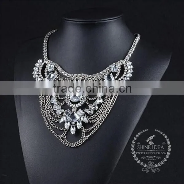 High Quality Vintage Rhinestone Chunky Statement Necklace Tin Alloy Fashion Women Pendant Necklace 6390118 photo-3