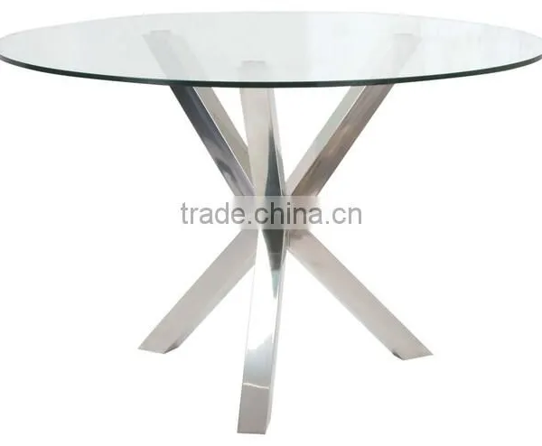 Beautiful Handcrafted Stainless Steel Table With Glass Top
