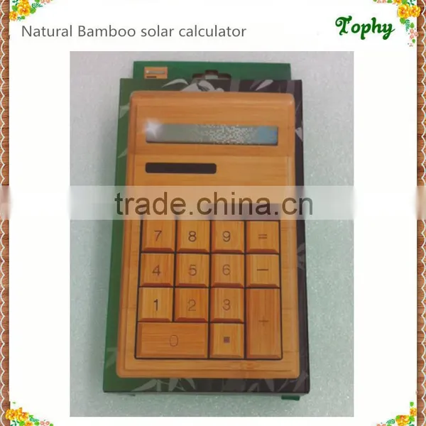 Solar Charge Bamboo Calculator Wood Calculator Unique for Christmas Gift photo-2