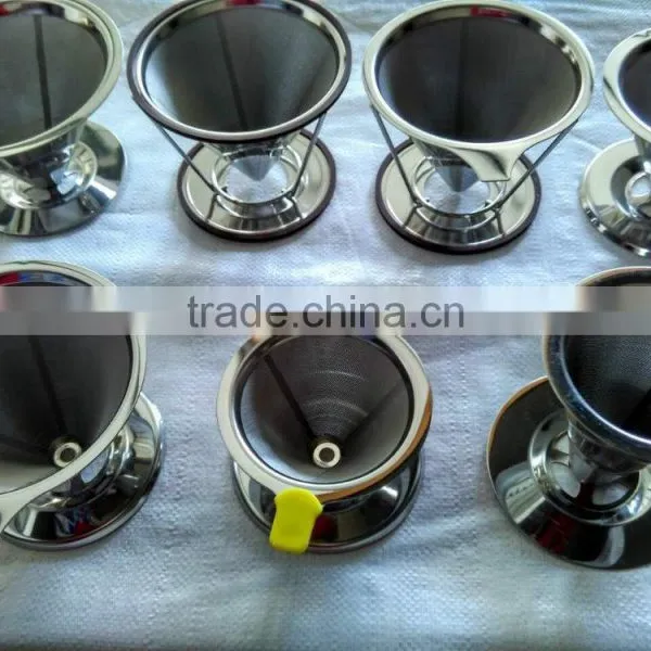 YS Manufacturer Stainless Steel Wire Pour Over Cone Dripper Reusable Washable Coffee Mesh Filter