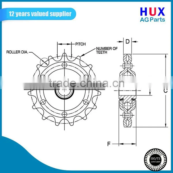 Hardened Single Pitch 17 Teeth Sprocket Idler AG2416 photo-2