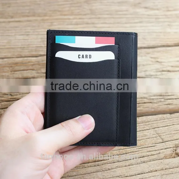Customize Simple Style Wholesale Business Genuine Leather RFID Blocking Card Holder photo-2