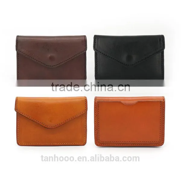 Small Size Custom Personalized Genuine Leather Coin Purse Mini Cash Bag Retro Wallet photo-2