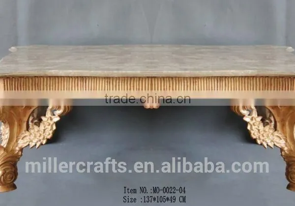 Champagne Color Coffee Table With Marble Top,French Furniture photo-4