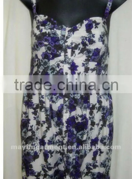Styliest V-neck Maxi Sleeveless Lady Print Casual Dresses