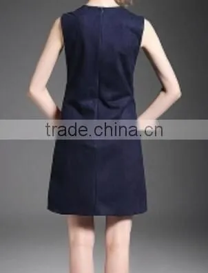 Sleeveless A Line Short Skirt Ladies Smart Casual Dress /Neck Waist Zipper Short photo-3