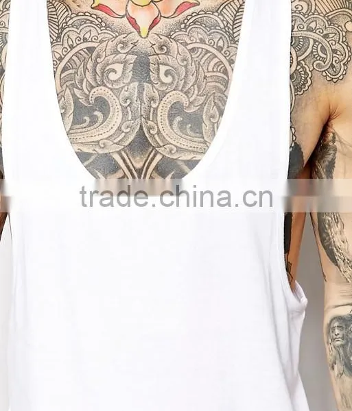 2017 Cheap High Quality New Design Summer Custom White Color Gym Wear Comfortable 100% Cotton Men's Sport Tank Tops In Bulk photo-2